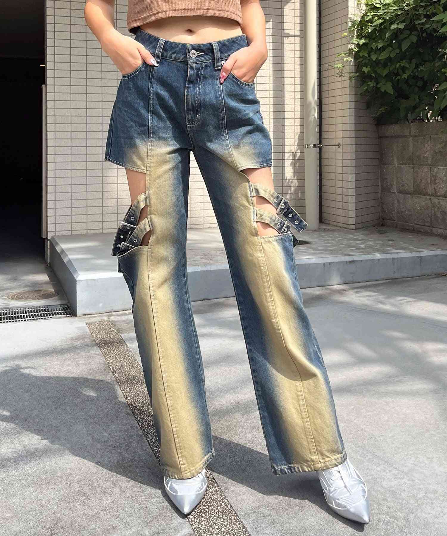SPIRAL GIRL SPIRALGIRL Side Open Belt Denim