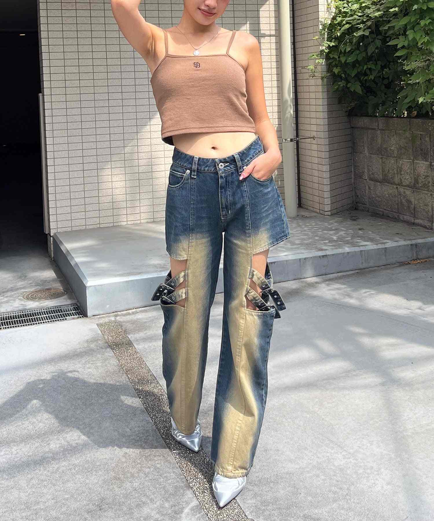 SPIRAL GIRL SPIRALGIRL Side Open Belt Denim