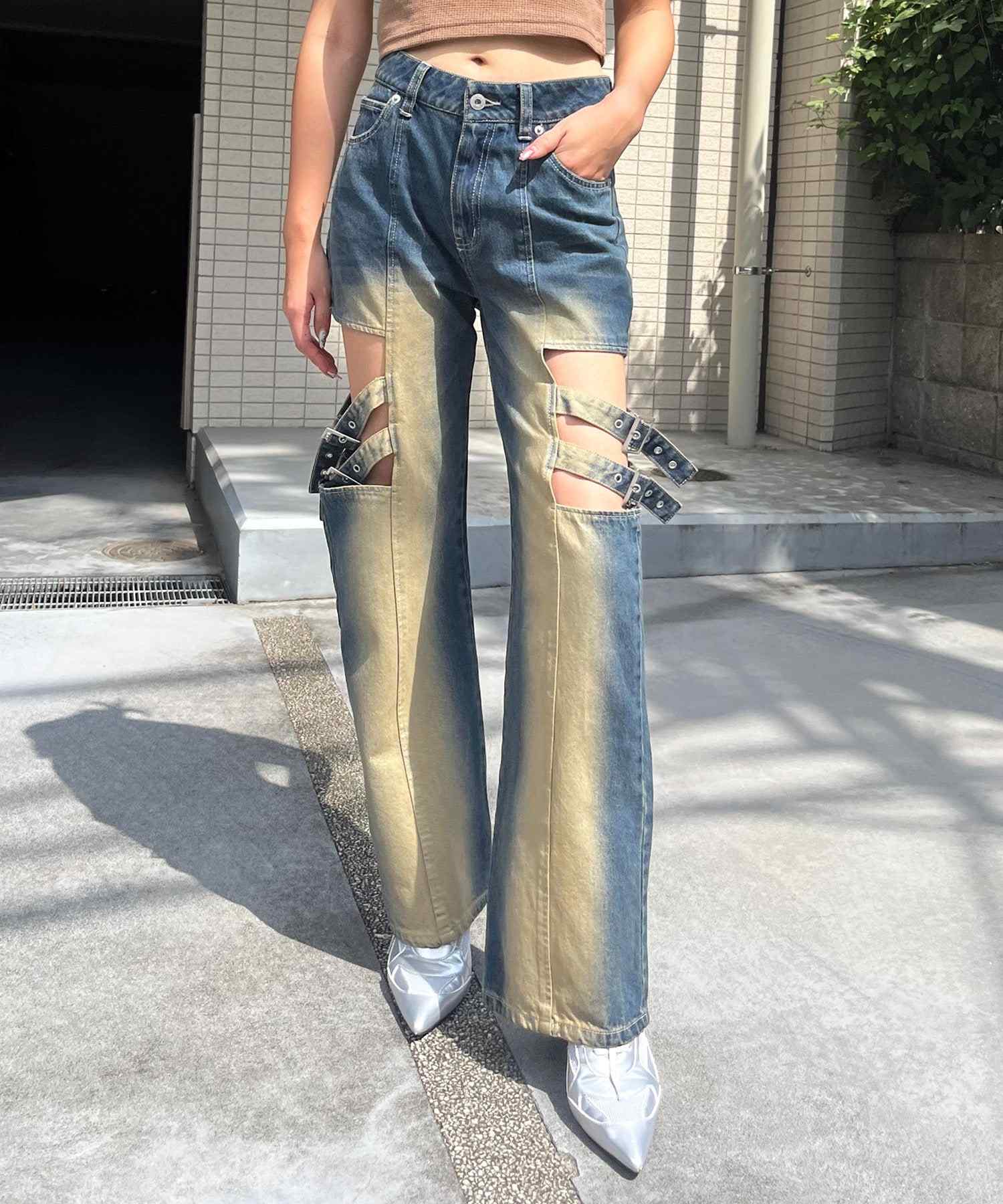 SPIRAL GIRL SPIRALGIRL Side Open Belt Denim