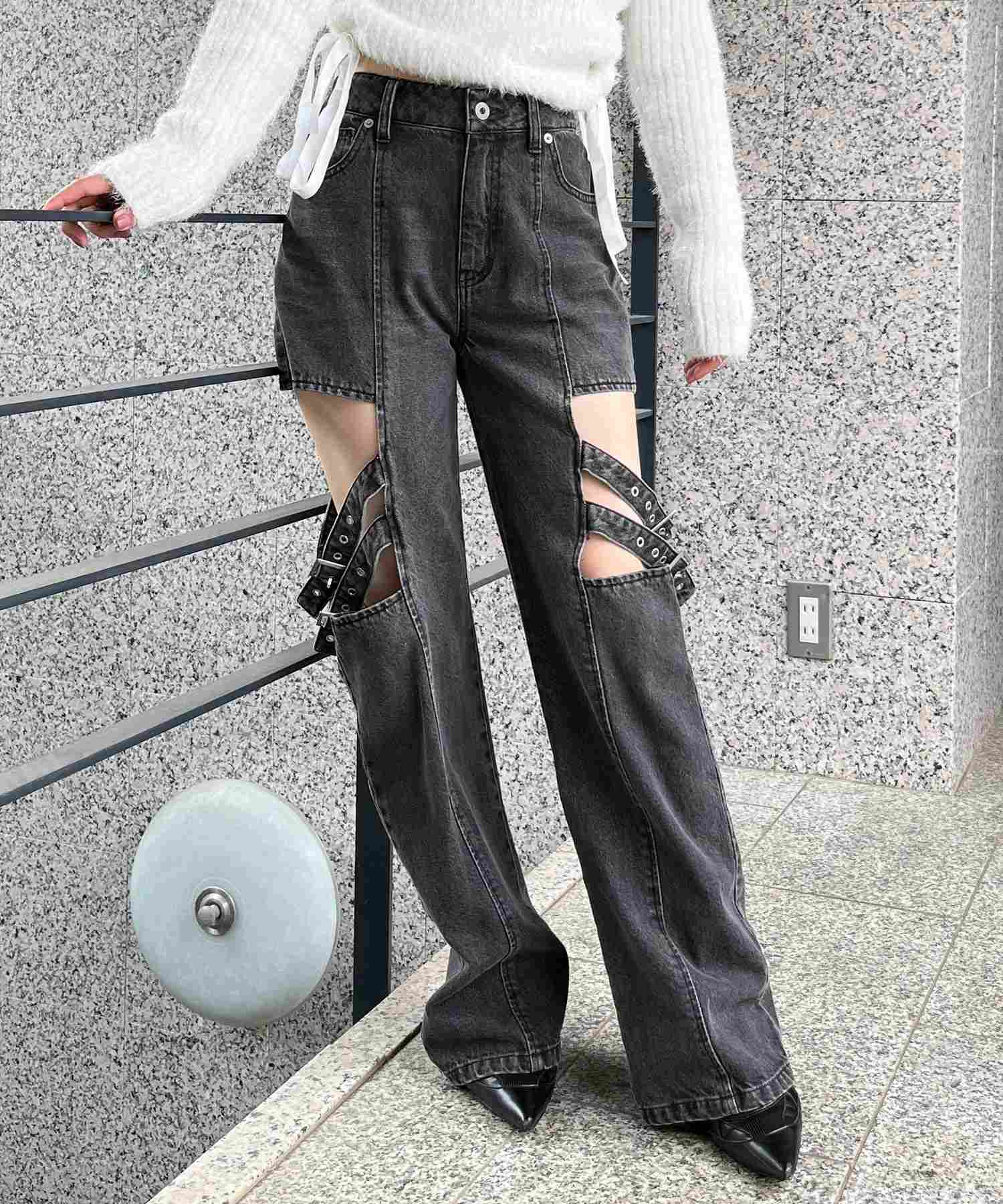 SPIRAL GIRL SPIRALGIRL Side Open Belt Denim