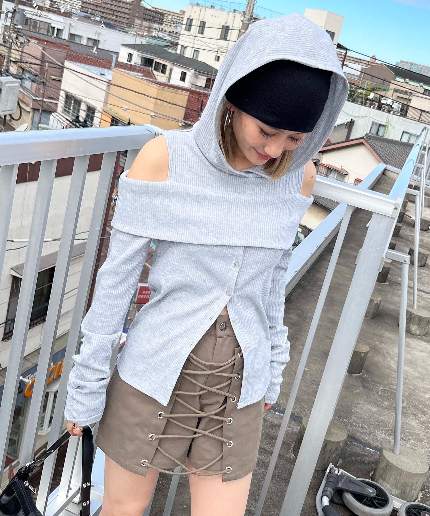 スパイラルガール SPIRALGIRL ラップ付きレースアップショートパンツ （カーキ） カーキ