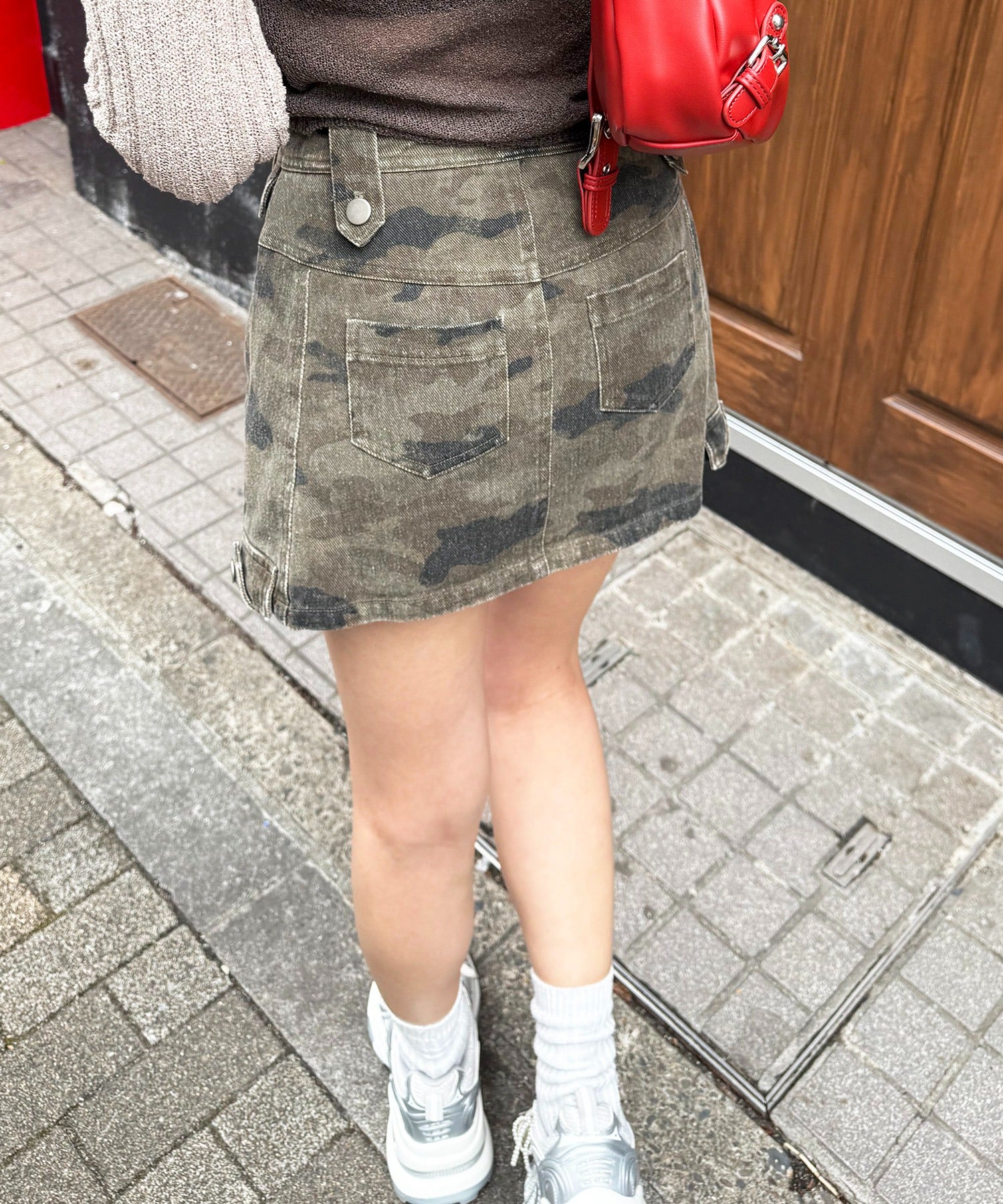 スパイラルガール SPIRALGIRL ヴィンテージウォッシュカモフラカーゴスカート （カーキ系） カーキ系