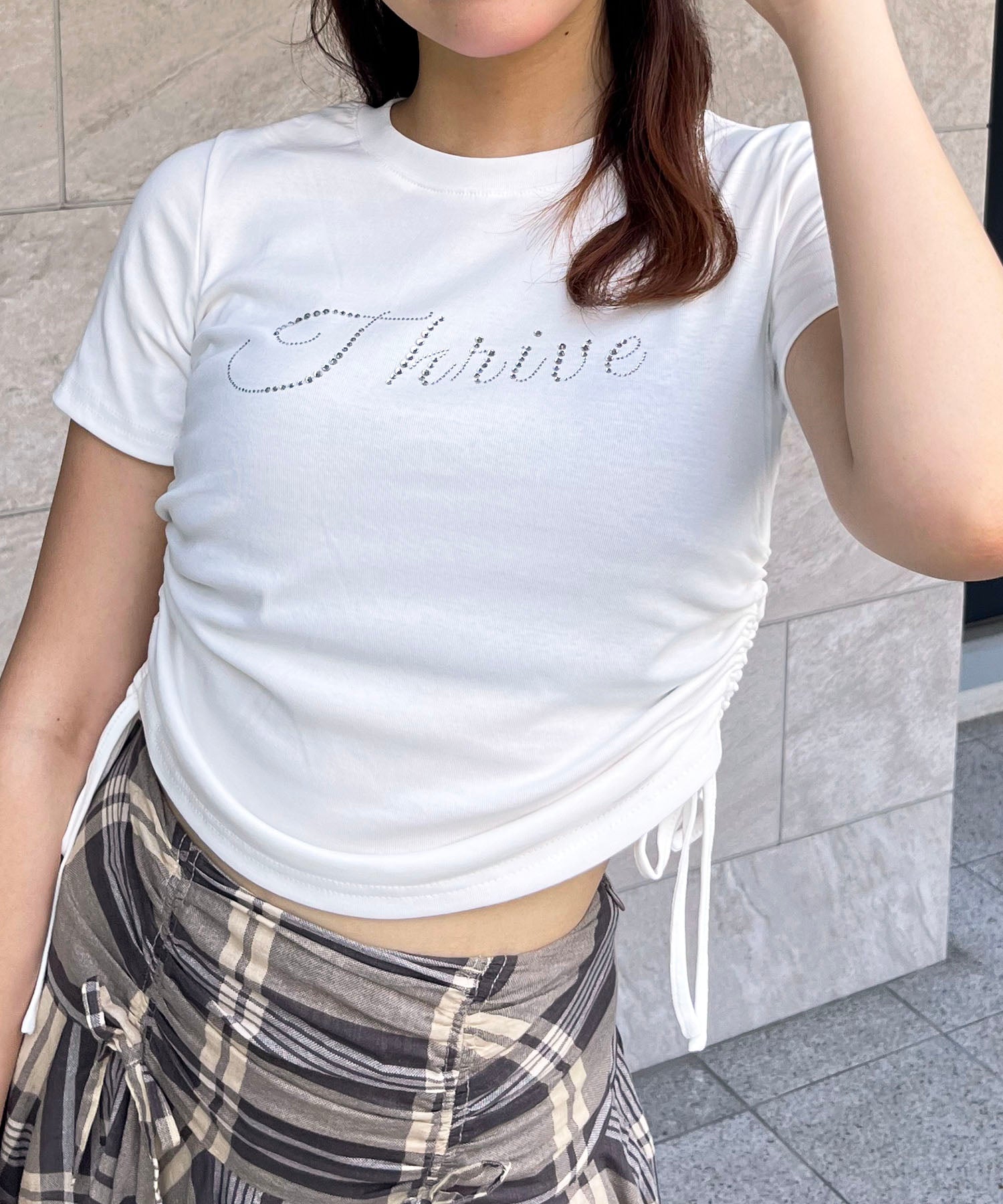スパイラルガール SPIRALGIRL ラインストーンちびTシャツ （ホワイト） ホワイト