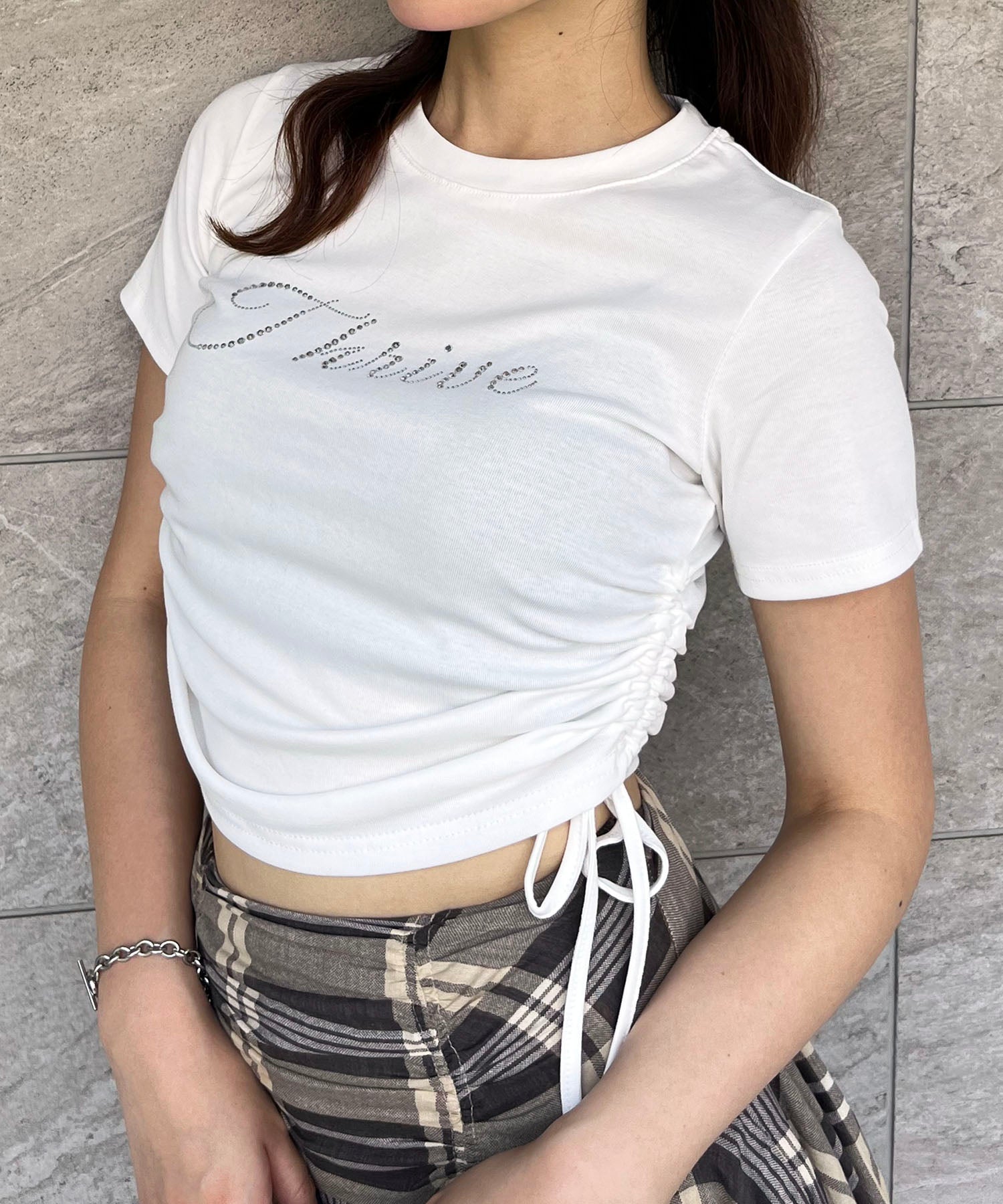 スパイラルガール SPIRALGIRL ラインストーンちびTシャツ （ホワイト） ホワイト
