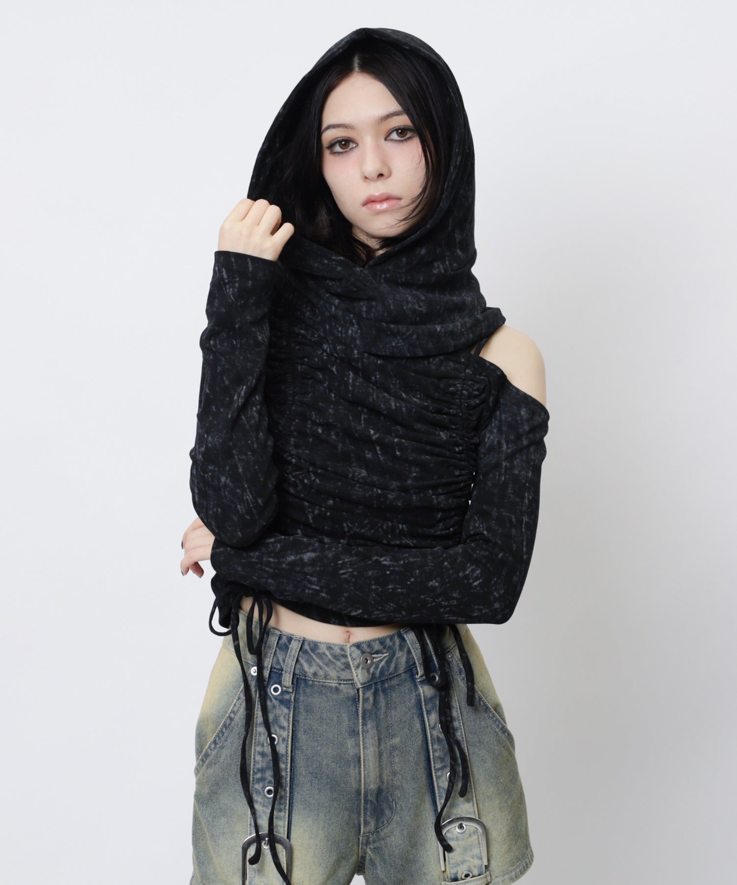 スパイラルガール SPIRALGIRL バラクラバ風アシメトップス （ブラック） ブラック