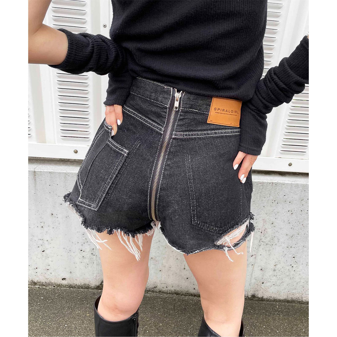 スパイラルガール SPIRALGIRL フルジップデニムショートパンツ