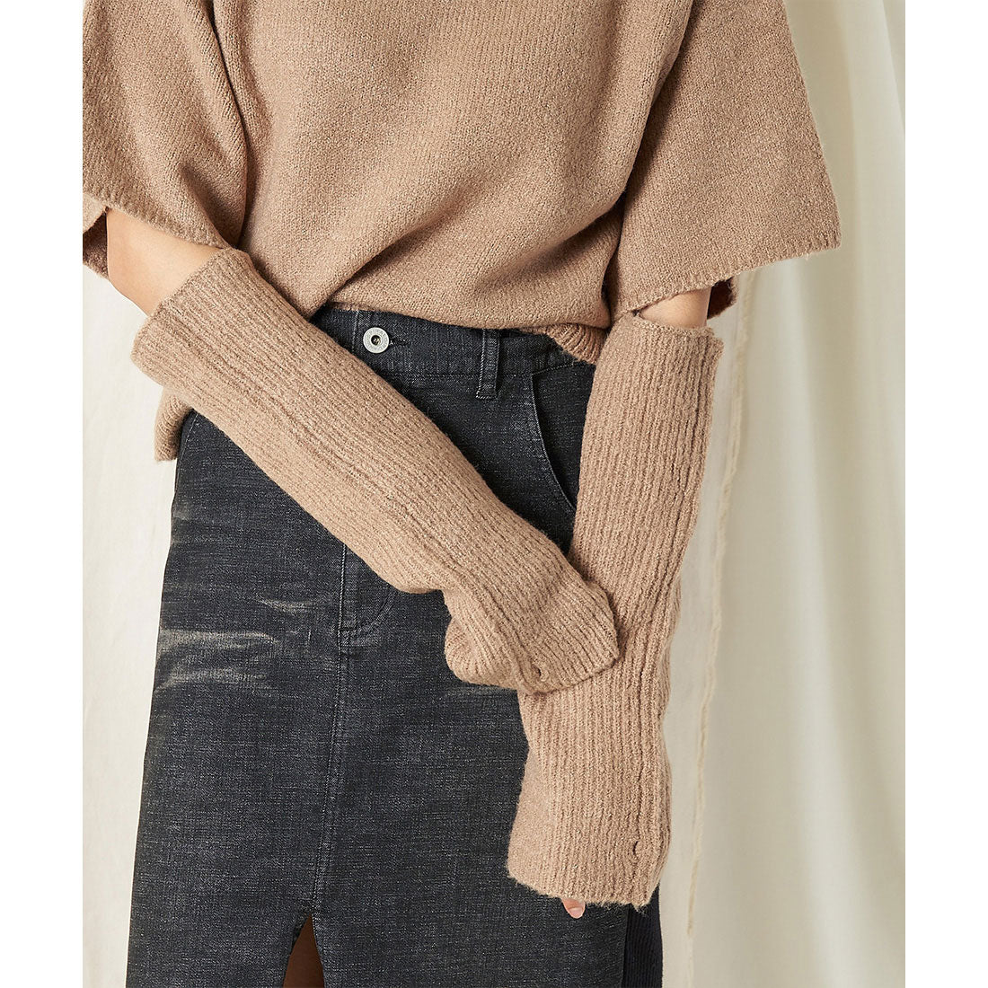 スパイラルガール SPIRALGIRL 2wayタートルネックハーフスリーブニット