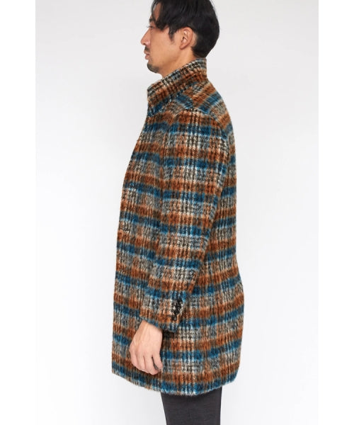 ハイストリート HIGH STREET HIGH STREET∴BALLIシャギーチェックスタンドコート （オレンジ） オレンジ