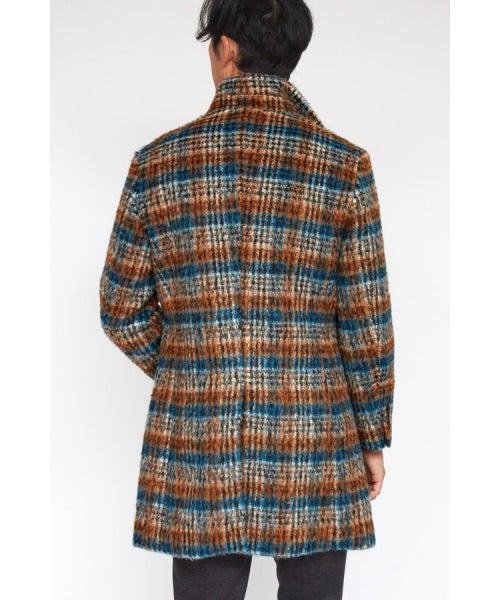 ハイストリート HIGH STREET HIGH STREET∴BALLIシャギーチェックスタンドコート （オレンジ） オレンジ