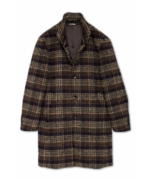 ハイストリート HIGH STREET HIGH STREET∴BALLIシャギーチェックスタンドコート （オレンジ） オレンジ