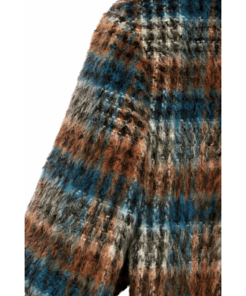 ハイストリート HIGH STREET HIGH STREET∴BALLIシャギーチェックスタンドコート （オレンジ） オレンジ