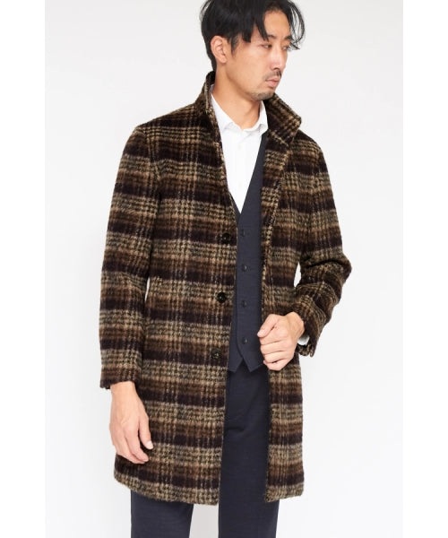 ハイストリート HIGH STREET HIGH STREET∴BALLIシャギーチェックスタンドコート （オレンジ） オレンジ