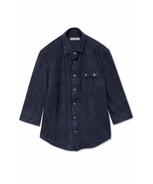 ハイストリート HIGH STREET HIGH STREET∴ポリエステルスエード七分袖ウエスタン風シャツ （オフ） オフ