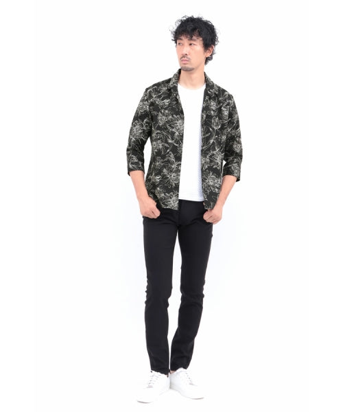 High Street Line Flower Short Wing 7/10 Sleeve Shirt
