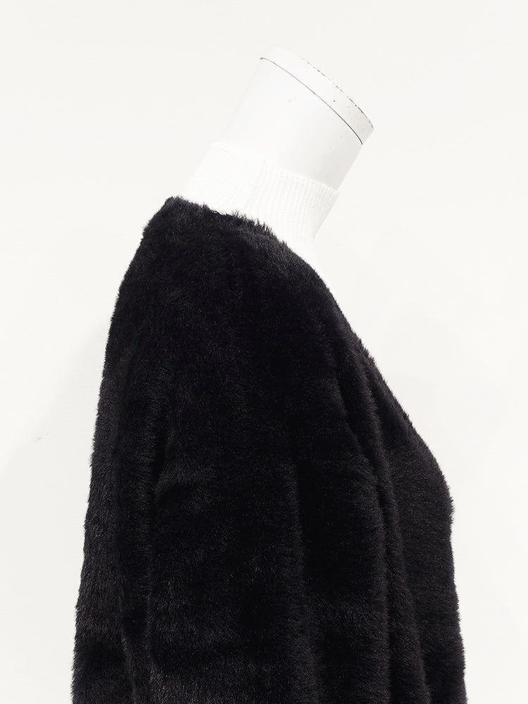 SPECCHIO Deep V-Neck Shaggy Knit Cardigan