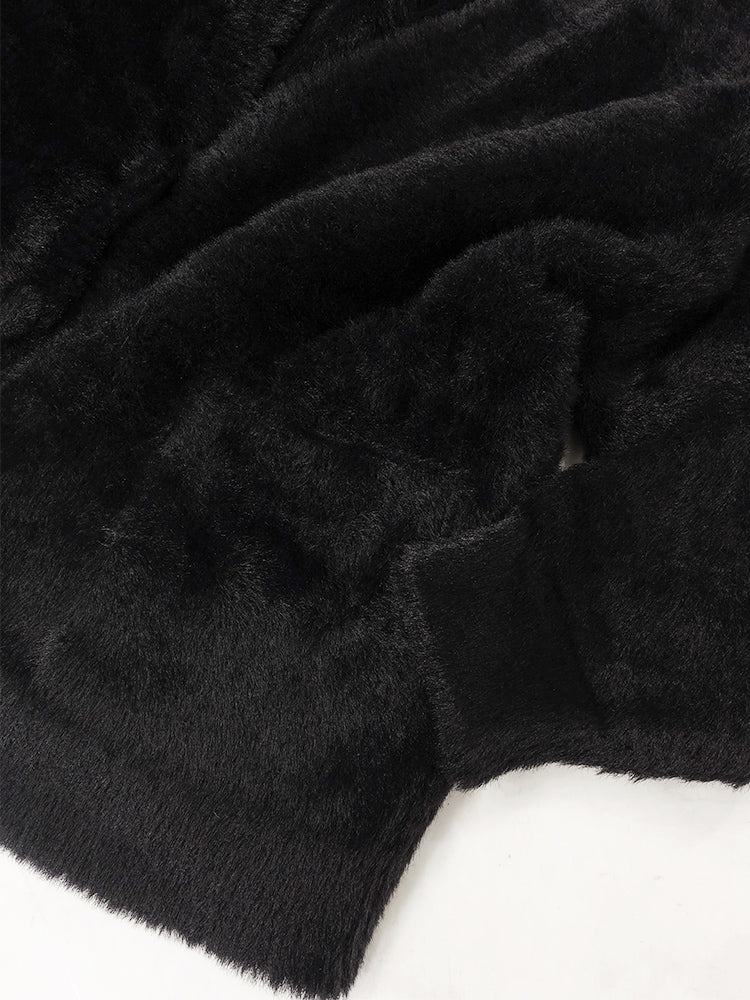 SPECCHIO Deep V-Neck Shaggy Knit Cardigan