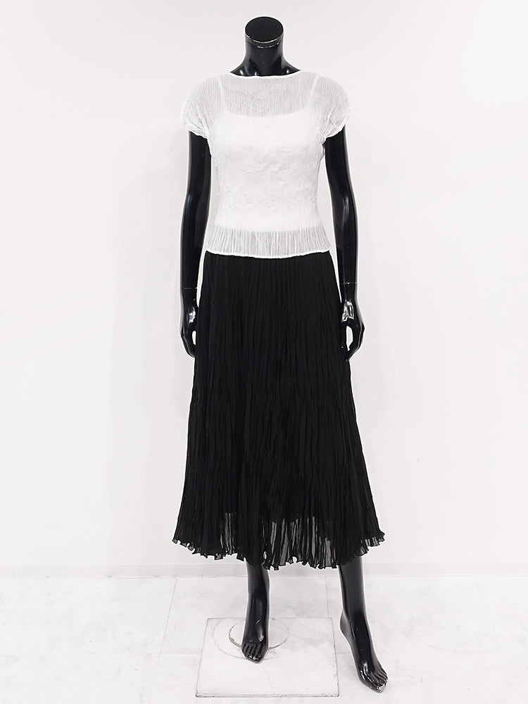 SPECCHIO Accordion Random Pleats Sheer Skirt