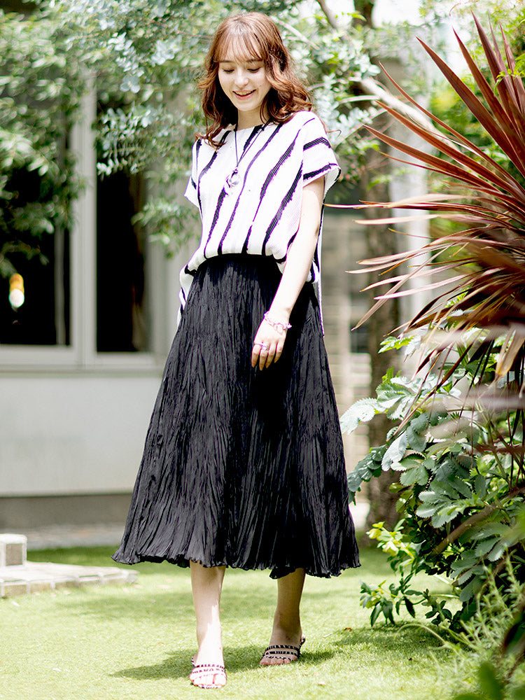 SPECCHIO Accordion Random Pleats Sheer Skirt