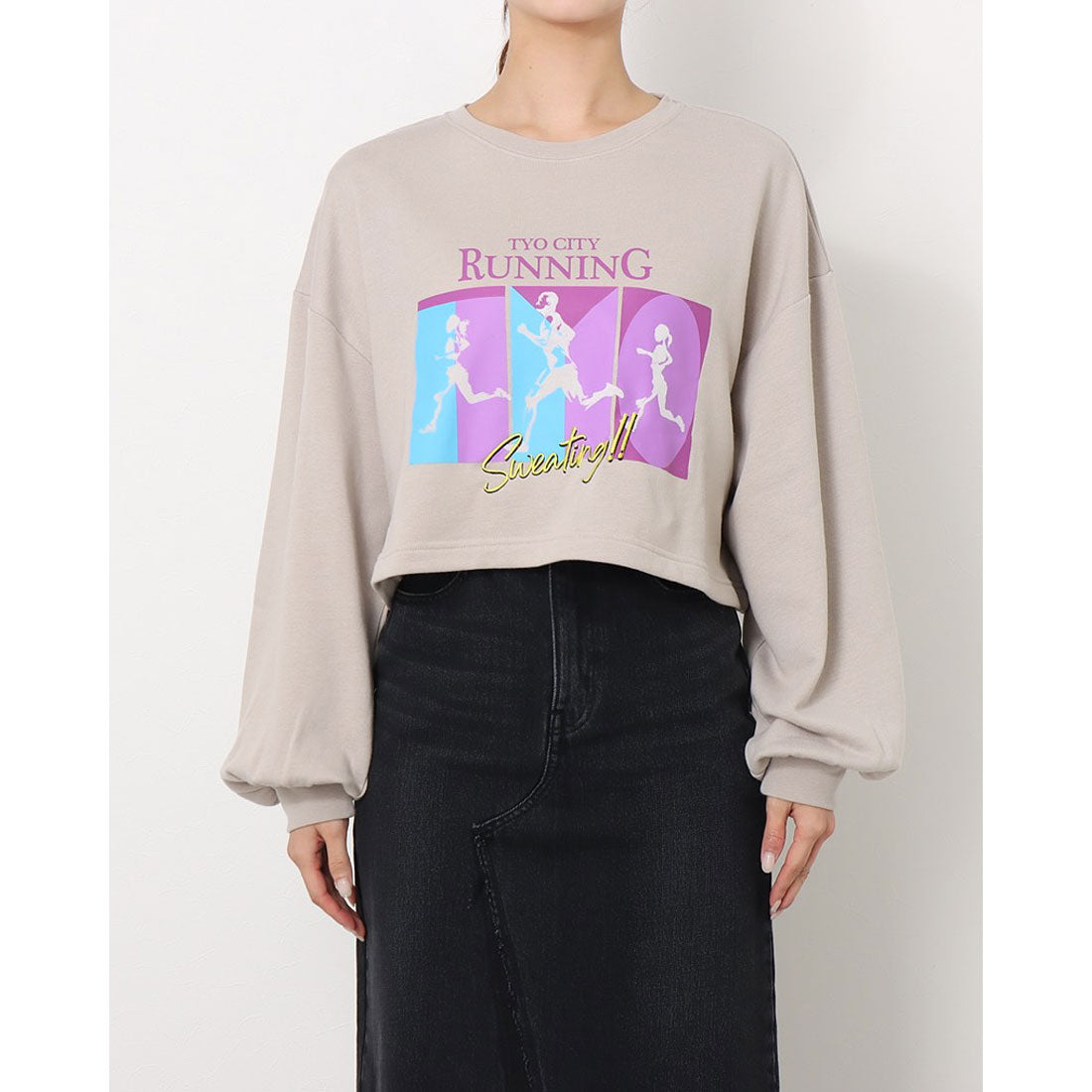スピリトーゾ Spiritoso フロッキープリントクロップドプルオーバー