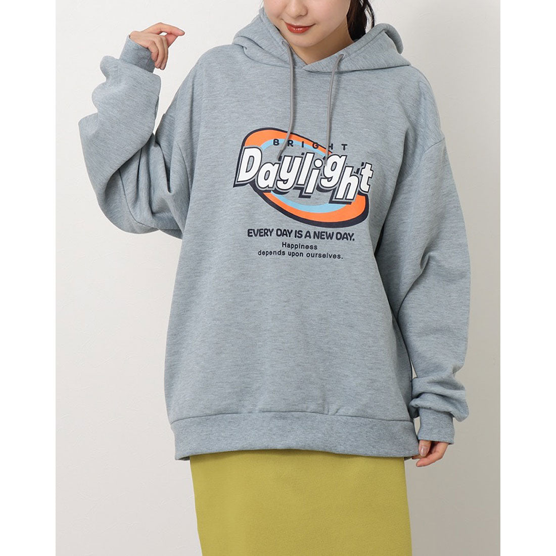 スピリトーゾ Spiritoso daylightビッグプリント裏起毛パーカー,杢グレー
