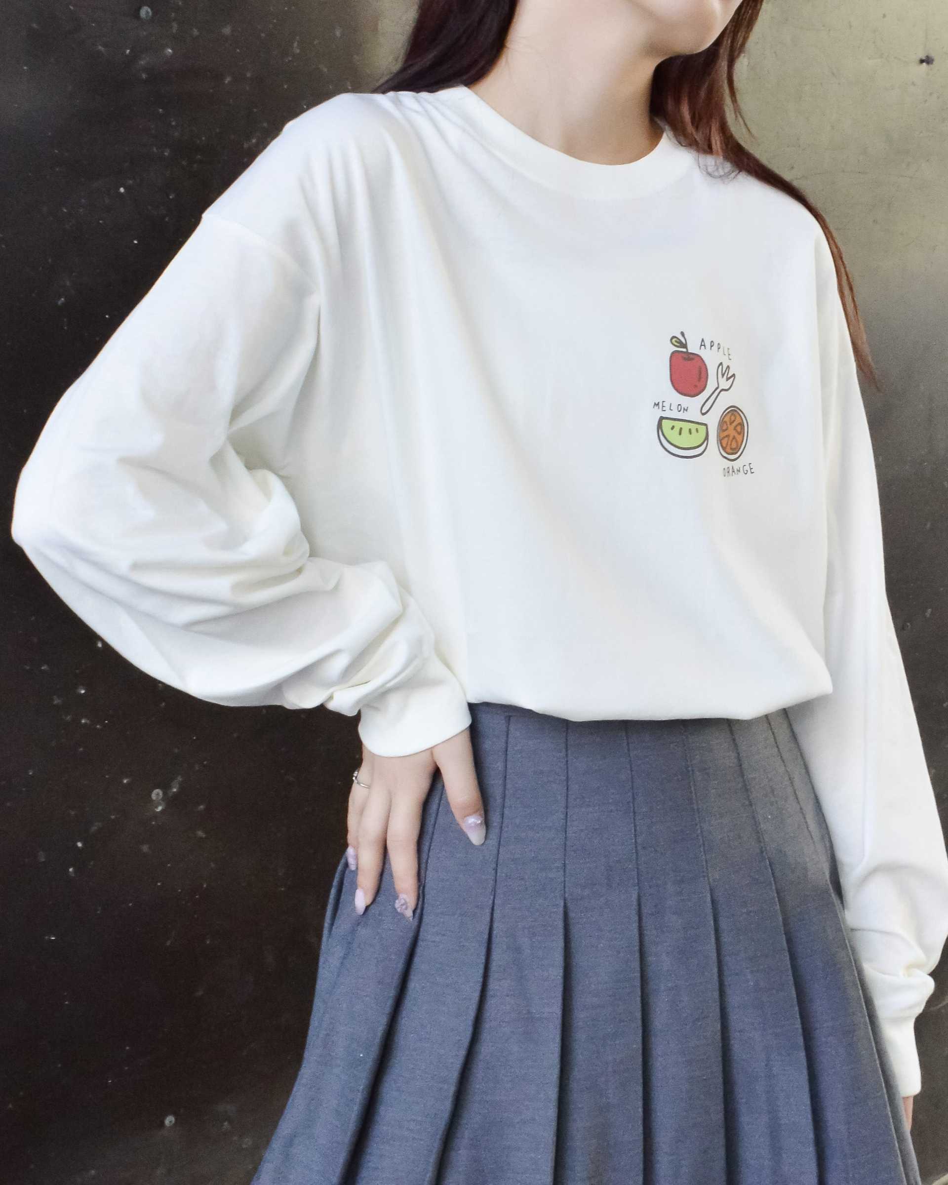 スピリトーゾ Spiritoso ワンポイントフルーツロゴTシャツ,オフホワイト