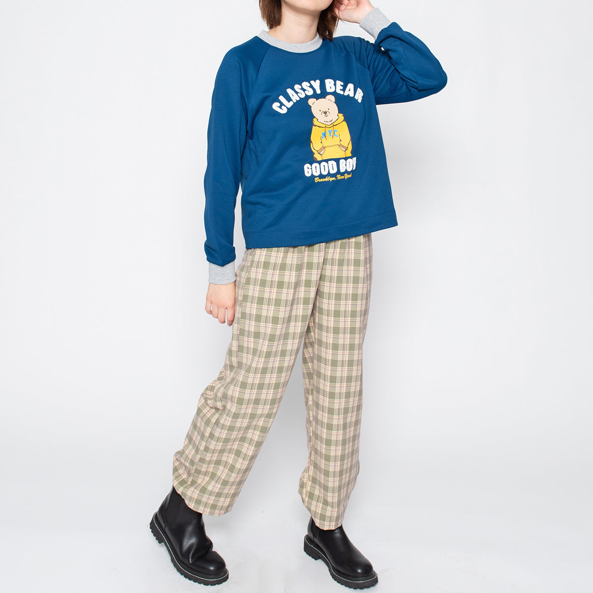 スピリトーゾ Spiritoso ベアプリントラグランスウェット