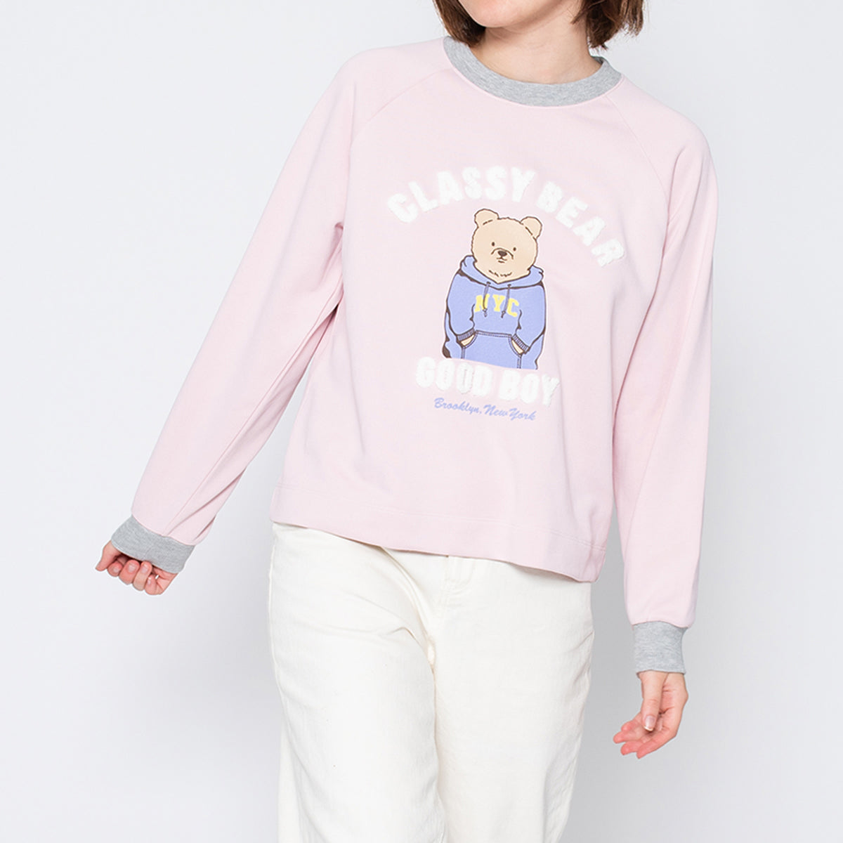 スピリトーゾ Spiritoso ベアプリントラグランスウェット