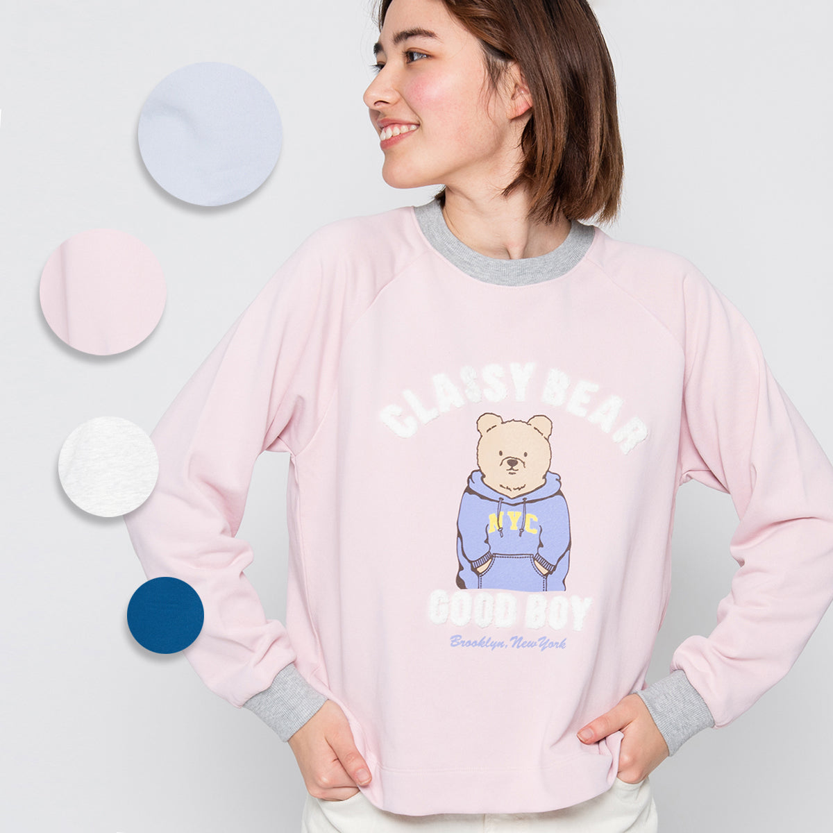 スピリトーゾ Spiritoso ベアプリントラグランスウェット