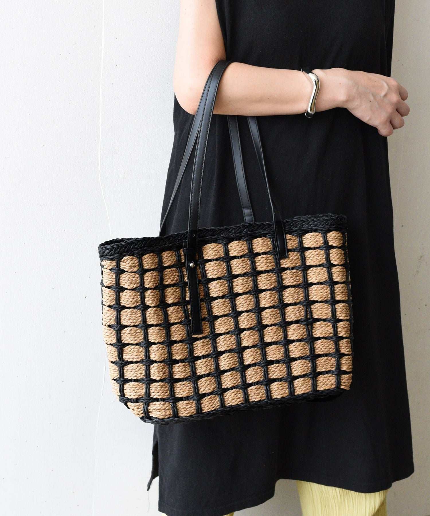 スタイロ styiro 格子柄カゴトートバッグ（ブラウン） ブラウン