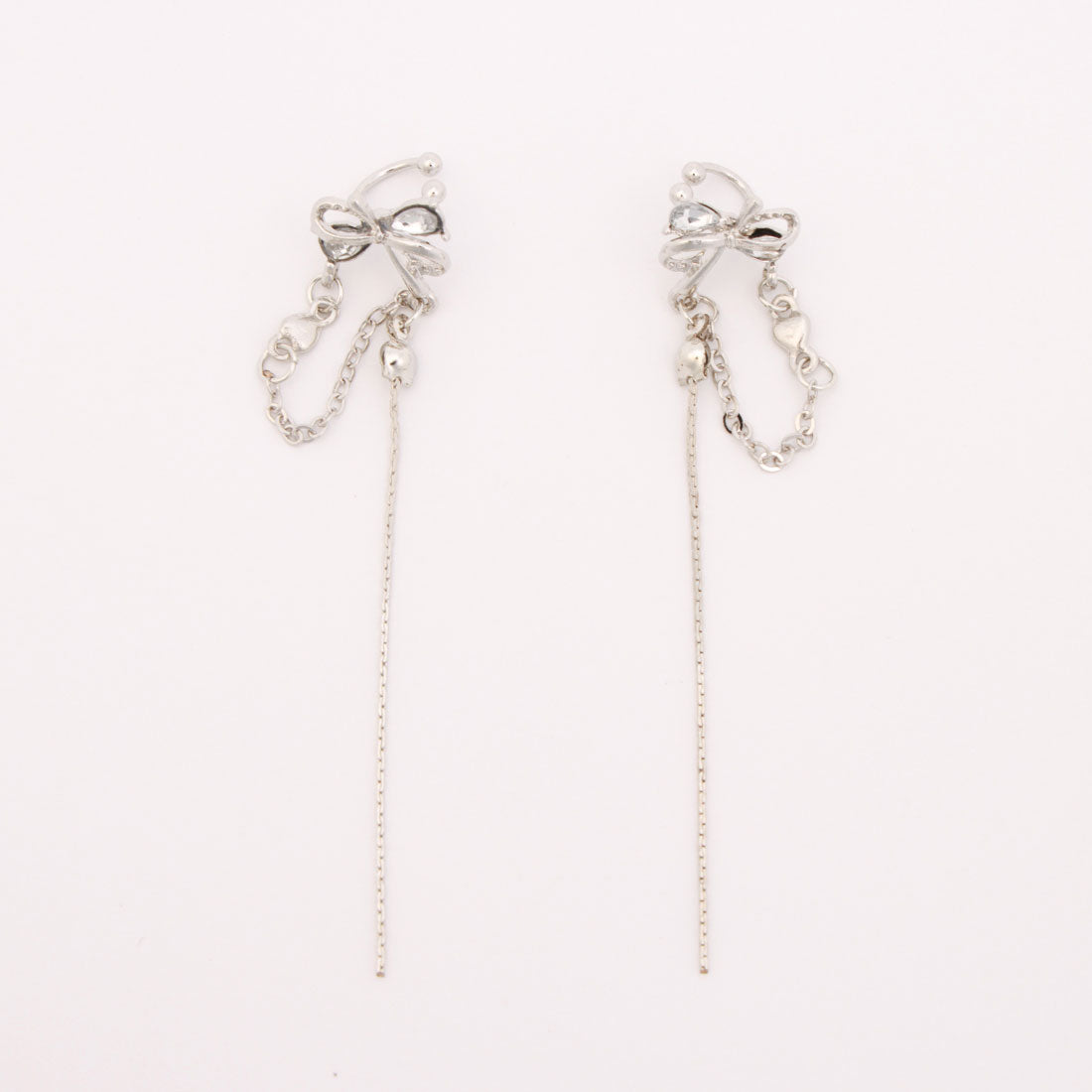 Styiro Nickel-Free Sparkling Ribbon Earrings/Ear Cuff 2SET