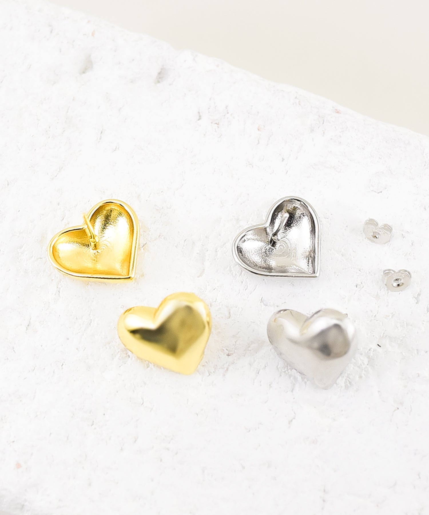 Styiro Nickel-Free Puffed Metal Heart Earrings