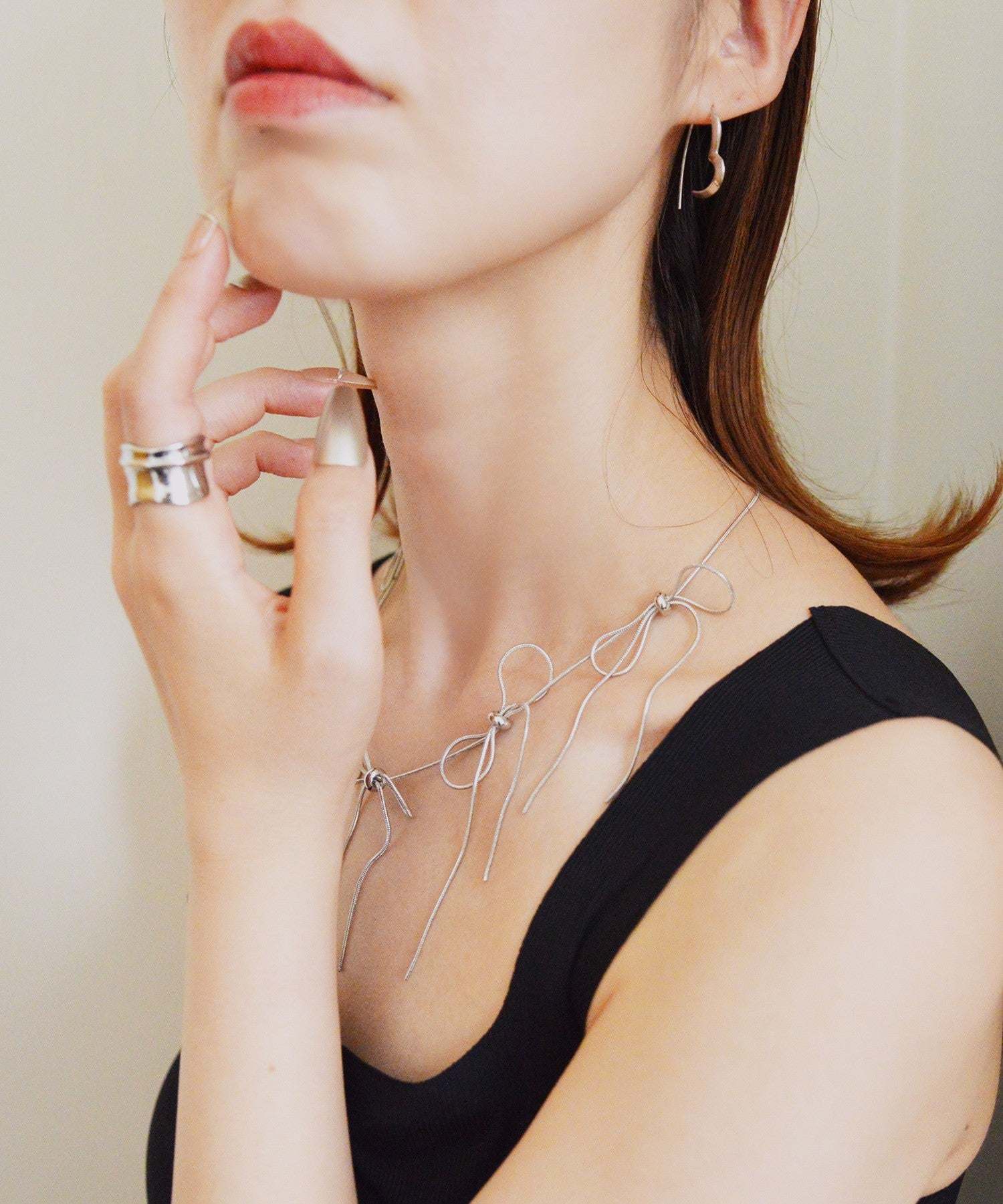 スタイロ styiro ニッケルフリー リボンチェーンネックレス （シルバー） シルバー