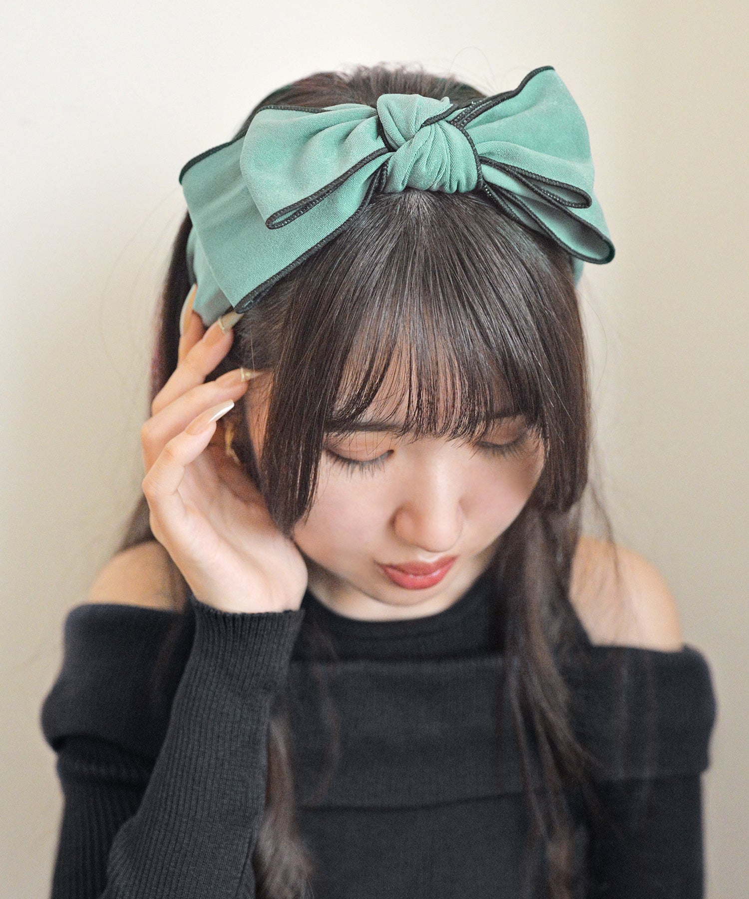 スタイロ styiro ダブルリボンヘアカチューシャ （グリーン） グリーン