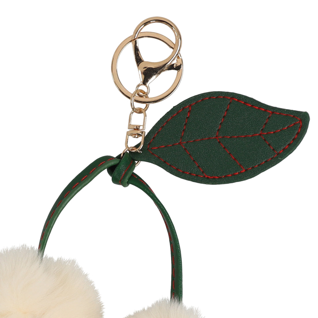 スタイロ styiro チェリー さくらんぼファーチャームキーホルダー （アイボリー） アイボリー