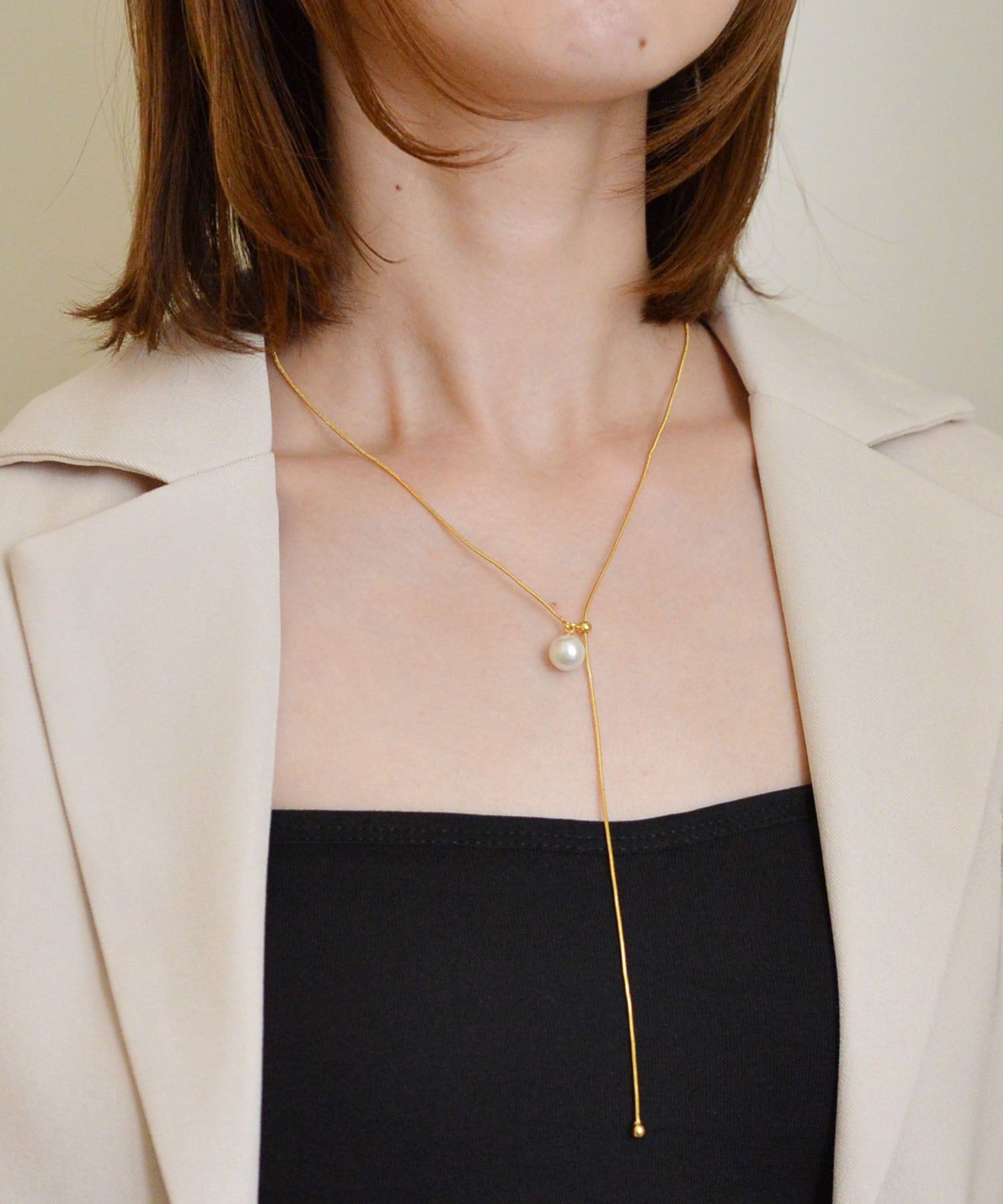 スタイロ styiro ニッケルフリー パールアジャスターネックレス （ゴールド） ゴールド