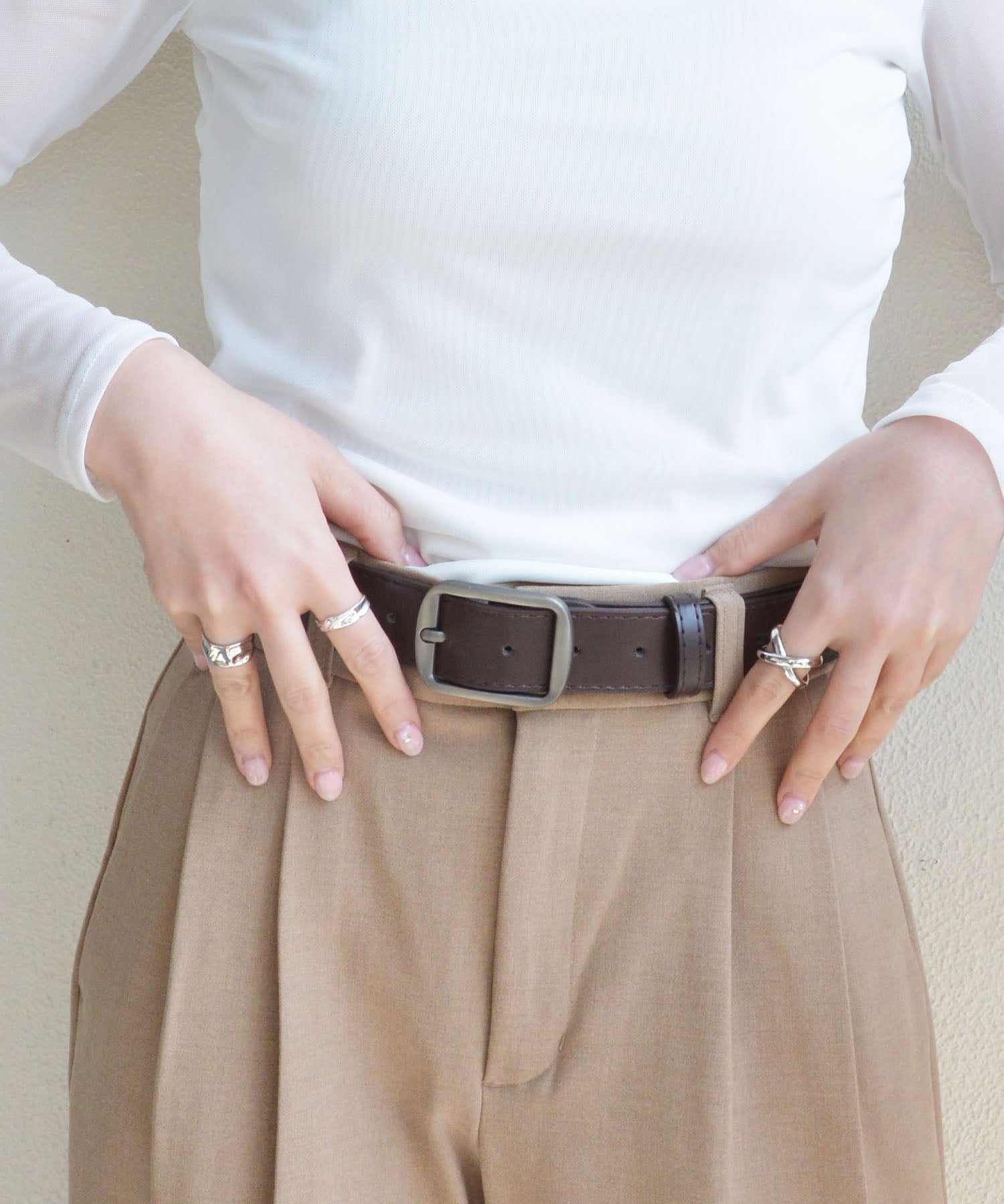 スタイロ styiro 【ユニセックス】ヴィンテージブラックシルバーバックルPUレザーベルト メンズ レディース （ブラウン110） ブラウン110
