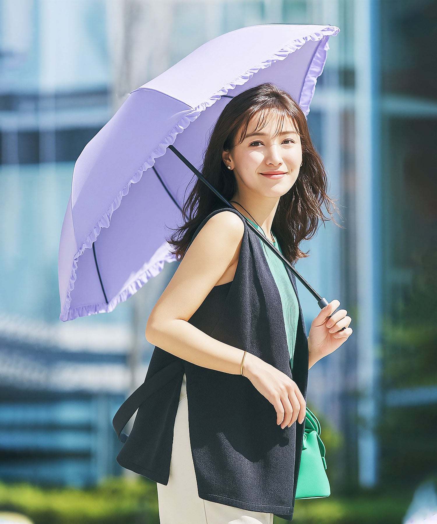 スタイロ styiro 【晴雨兼用】フリル折りたたみ傘 （ラベンダー） ラベンダー