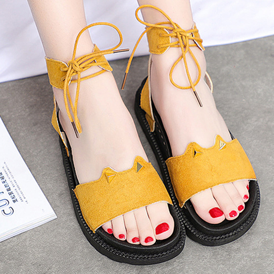スタイルブロック STYLEBLOCK 猫耳＆リボンフラットサンダル