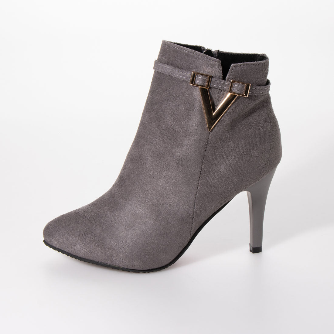 STYLEBLOCK V-cut side zipper pin heel short boots