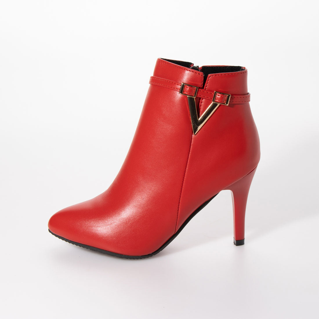 STYLEBLOCK V-cut side zipper pin heel short boots