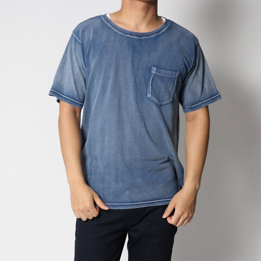 スタイルブロック STYLEBLOCK カットデニムクルーネックTシャツ