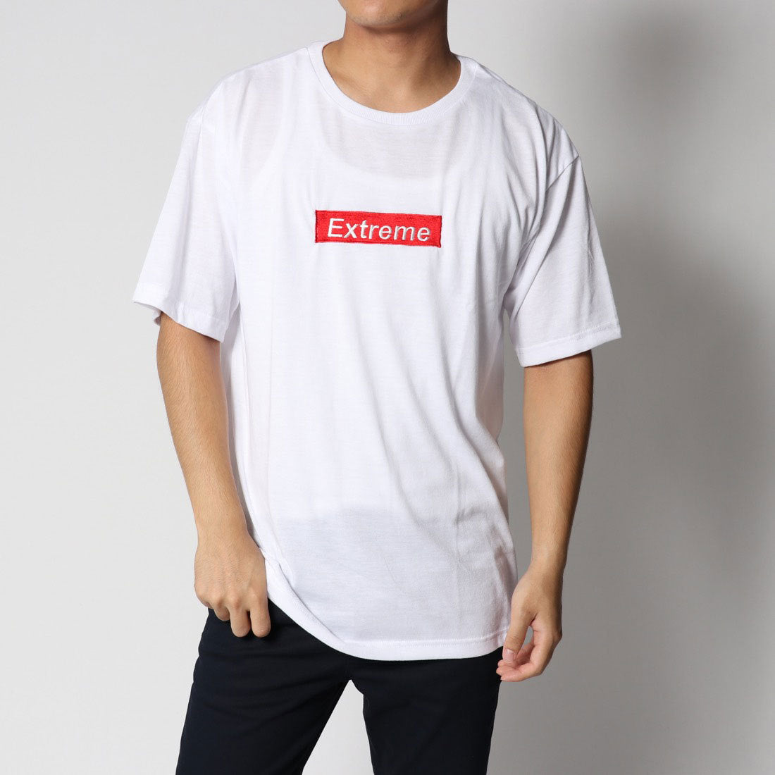 スタイルブロック STYLEBLOCK ビッグシルエットドロップショルダーボックスロゴ胸刺繍半袖Tシャツカットソー
