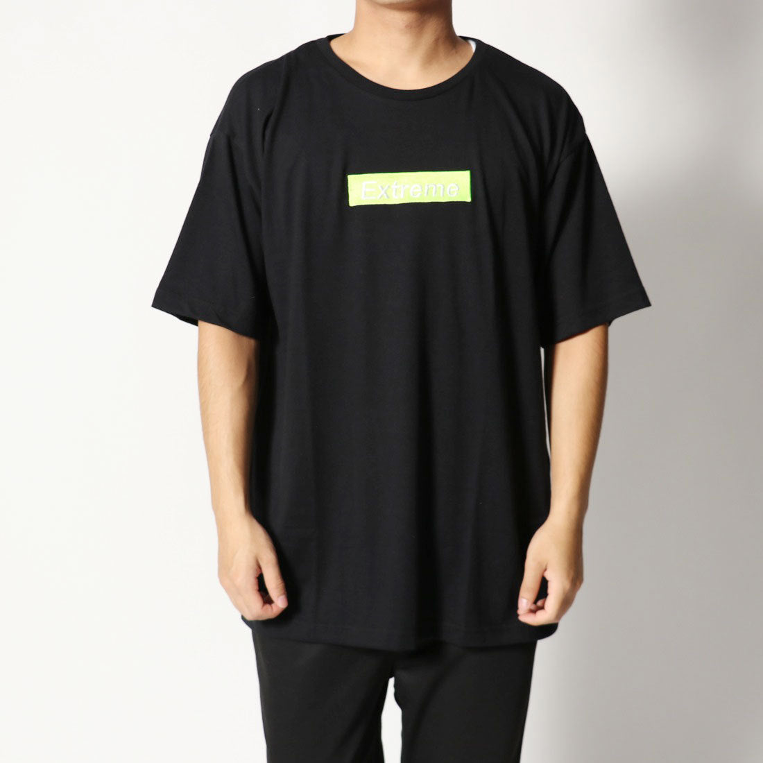 スタイルブロック STYLEBLOCK ビッグシルエットドロップショルダーボックスロゴ胸刺繍半袖Tシャツカットソー