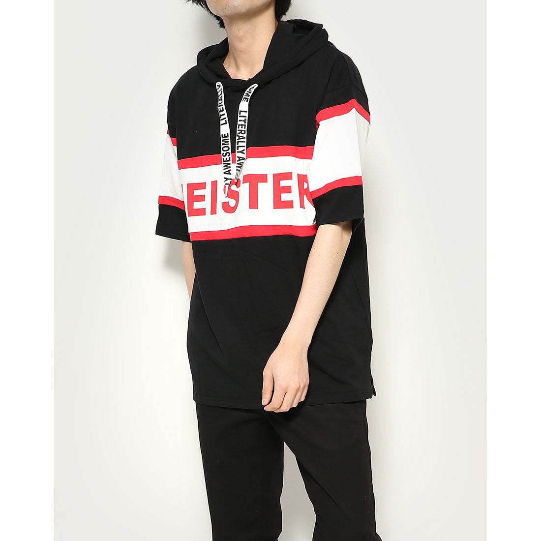 スタイルブロック STYLEBLOCK ビッグシルエットドロップショルダー切り替えロゴプリント半袖Tシャツカットソーパーカー