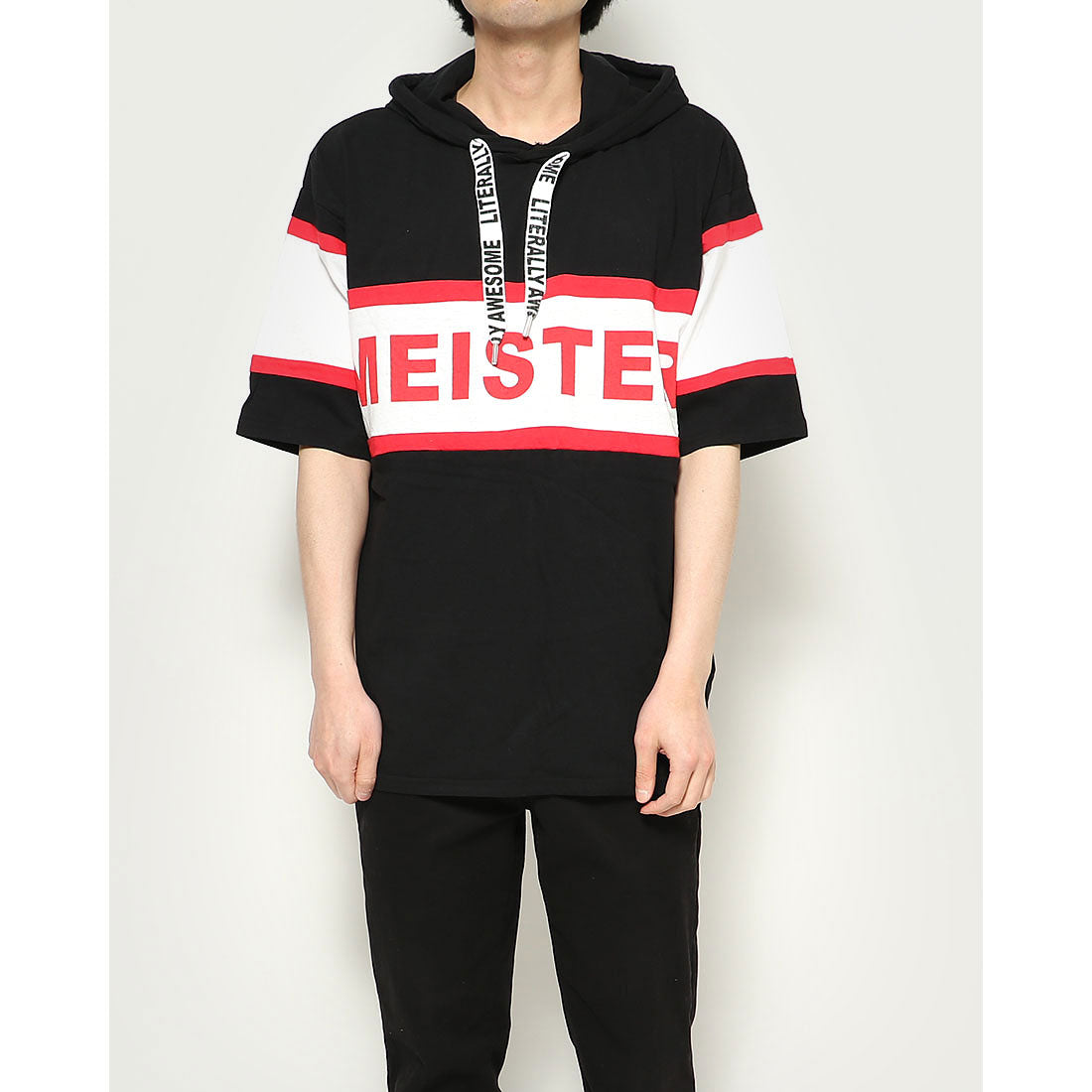 スタイルブロック STYLEBLOCK ビッグシルエットドロップショルダー切り替えロゴプリント半袖Tシャツカットソーパーカー
