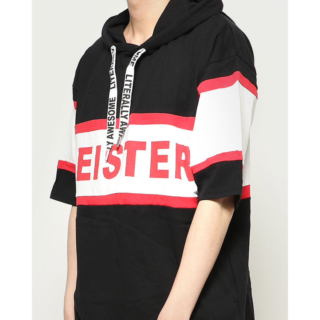スタイルブロック STYLEBLOCK ビッグシルエットドロップショルダー切り替えロゴプリント半袖Tシャツカットソーパーカー
