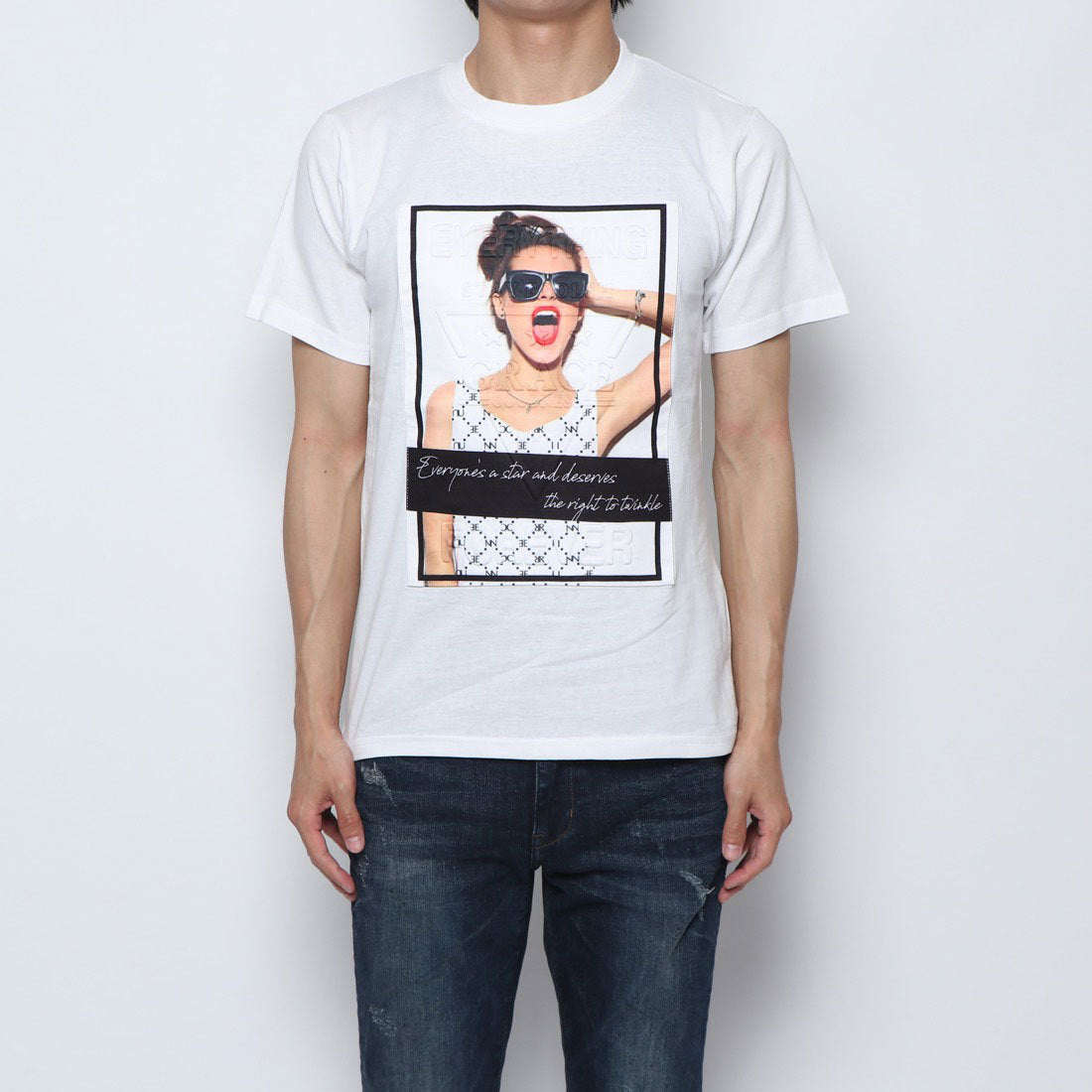 スタイルブロック STYLEBLOCK ガールズフォトエンボスプリント半袖Tシャツ