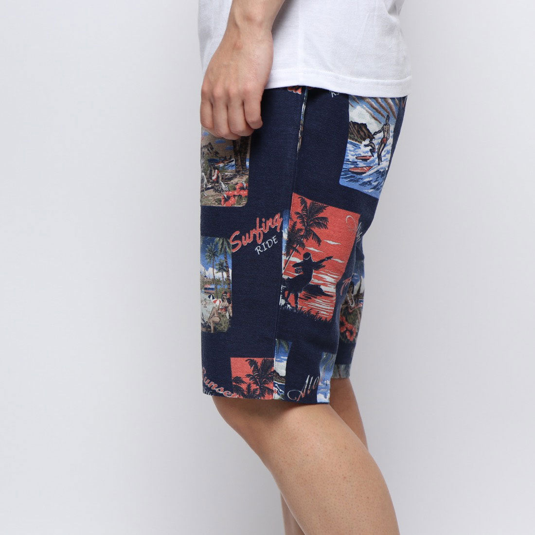 スタイルブロック STYLEBLOCK ミニ裏毛バンダナ柄膝上スウェットハーフパンツ