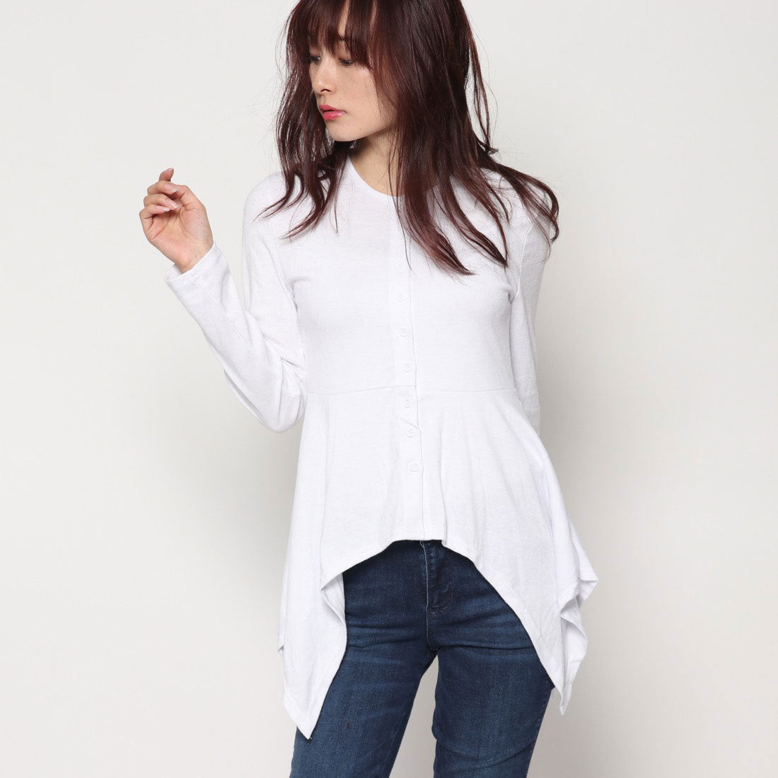 スタイルブロック STYLEBLOCK アシメントリーUネックカットソー
