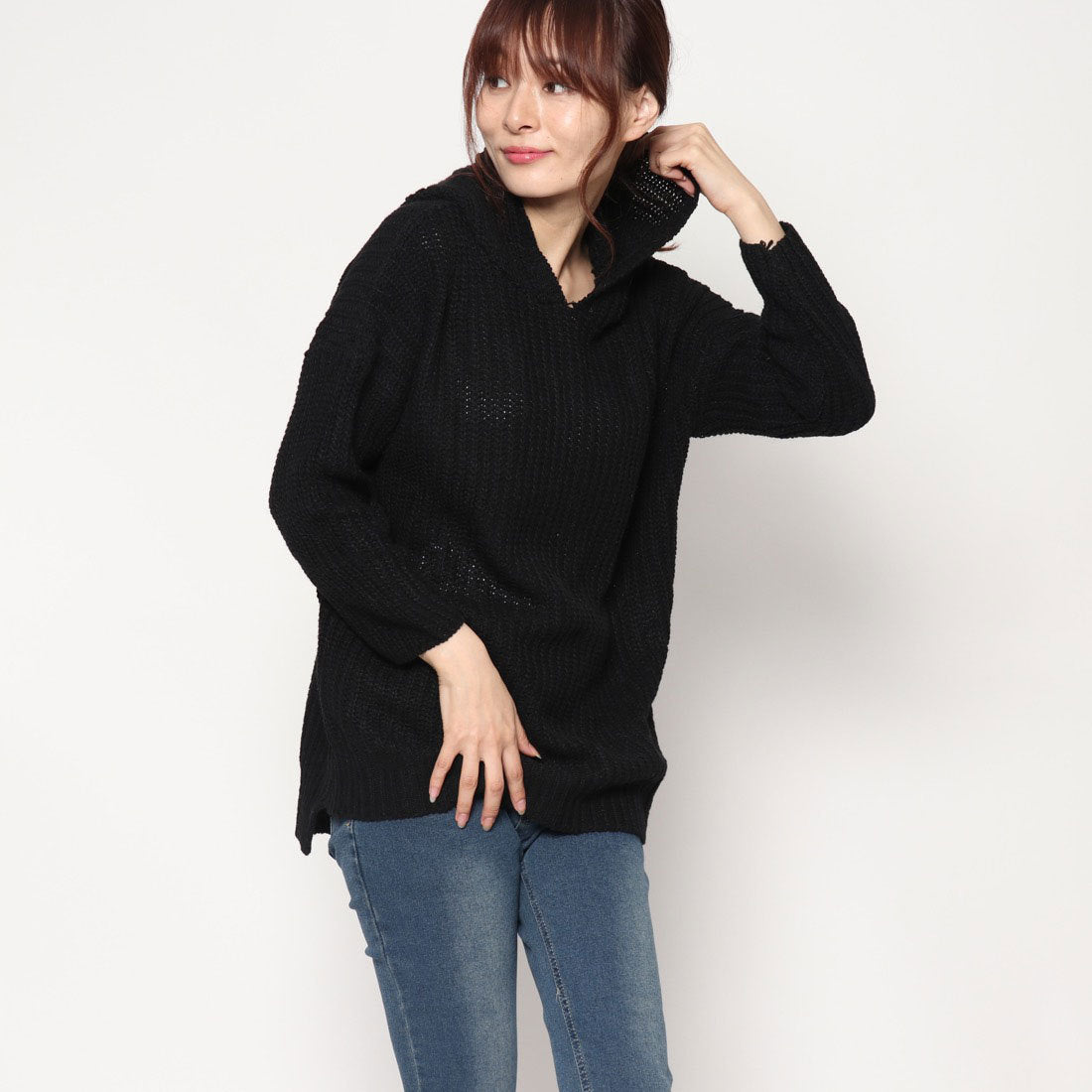 スタイルブロック STYLEBLOCK フード付きオーバーサイズセーター